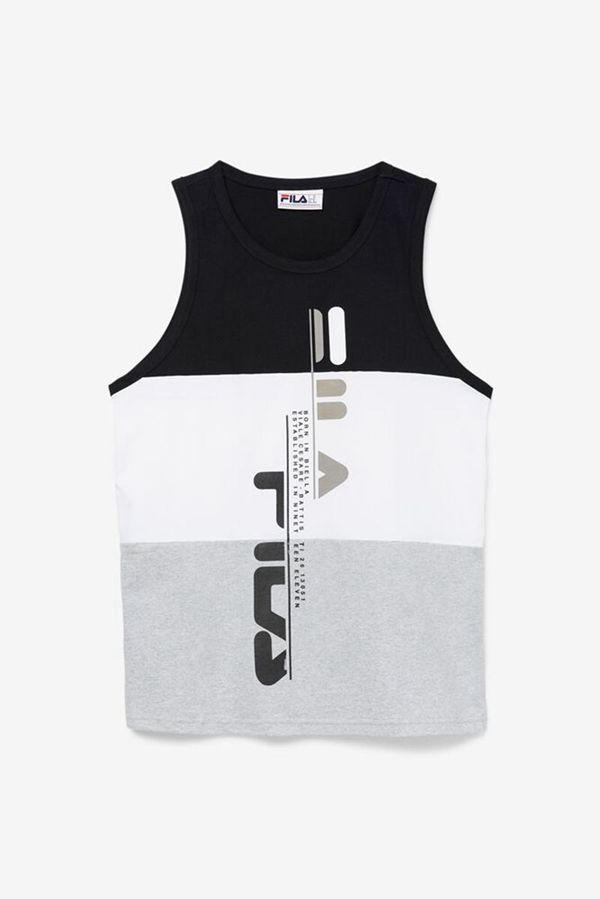 Fila Alf Men's Tank Top - Black/White/Light Grey,NZ 934-53964